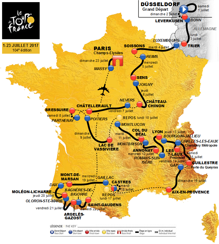 tour de france 2017 carte